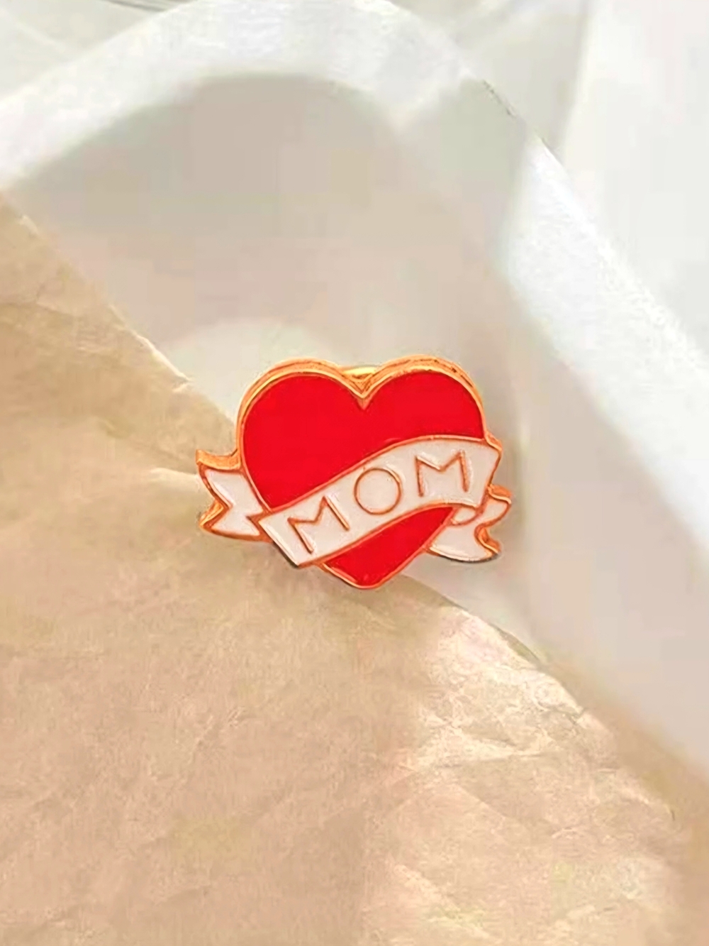 MOM Pin Red Heart MOM Pin Tiny Dainty Enamel Inlay Mother's Day Gift Mother Pin
